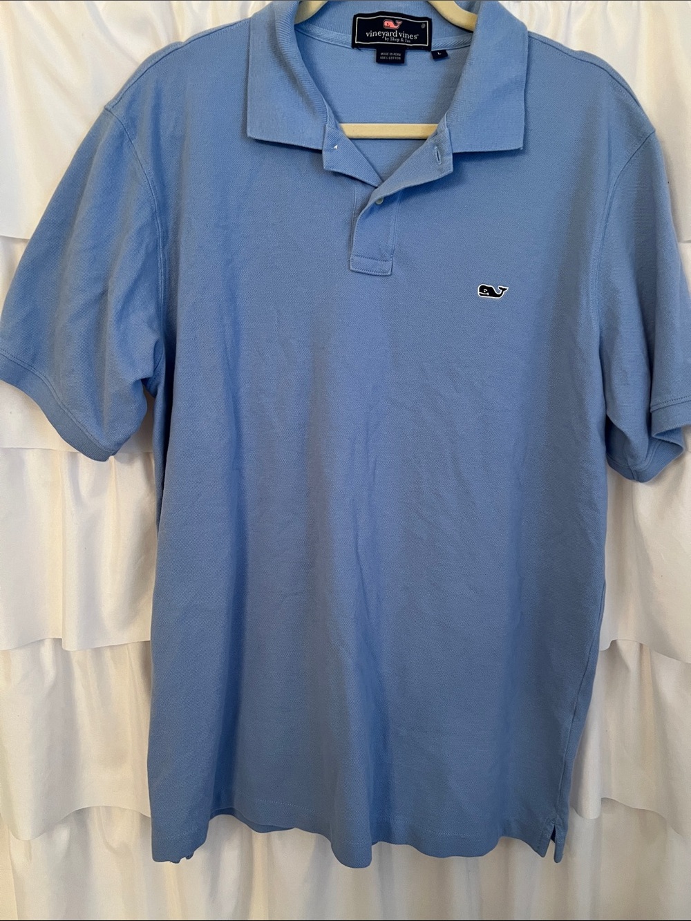 Vineyard Vines Light Blue Men’s Polo with Whale Logo Large